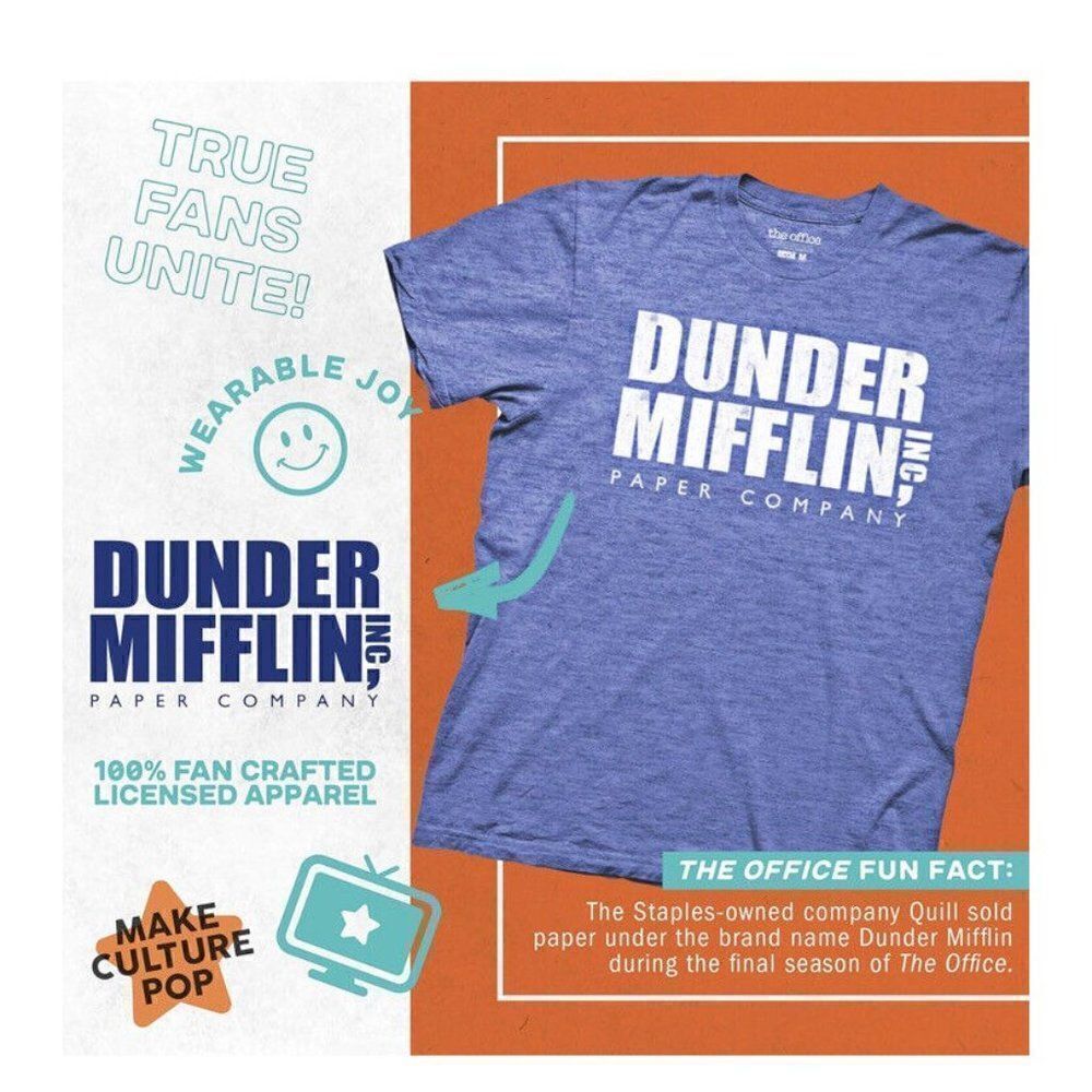 Ripple Junction Dunder Mufflin Paper Company Blue T-Shirt Unisex Small EUC - Picture 6 of 6